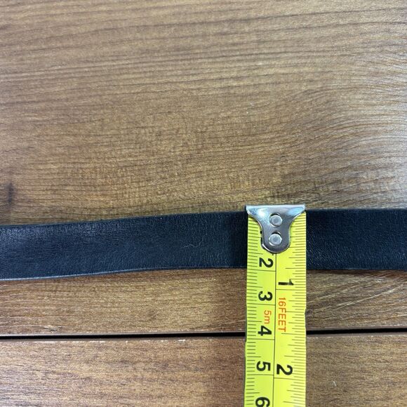 VTG Etienne Aigner Belt Black Leather Womens Brass Tone Buckle and Logo Skinny - Picture 5 of 7